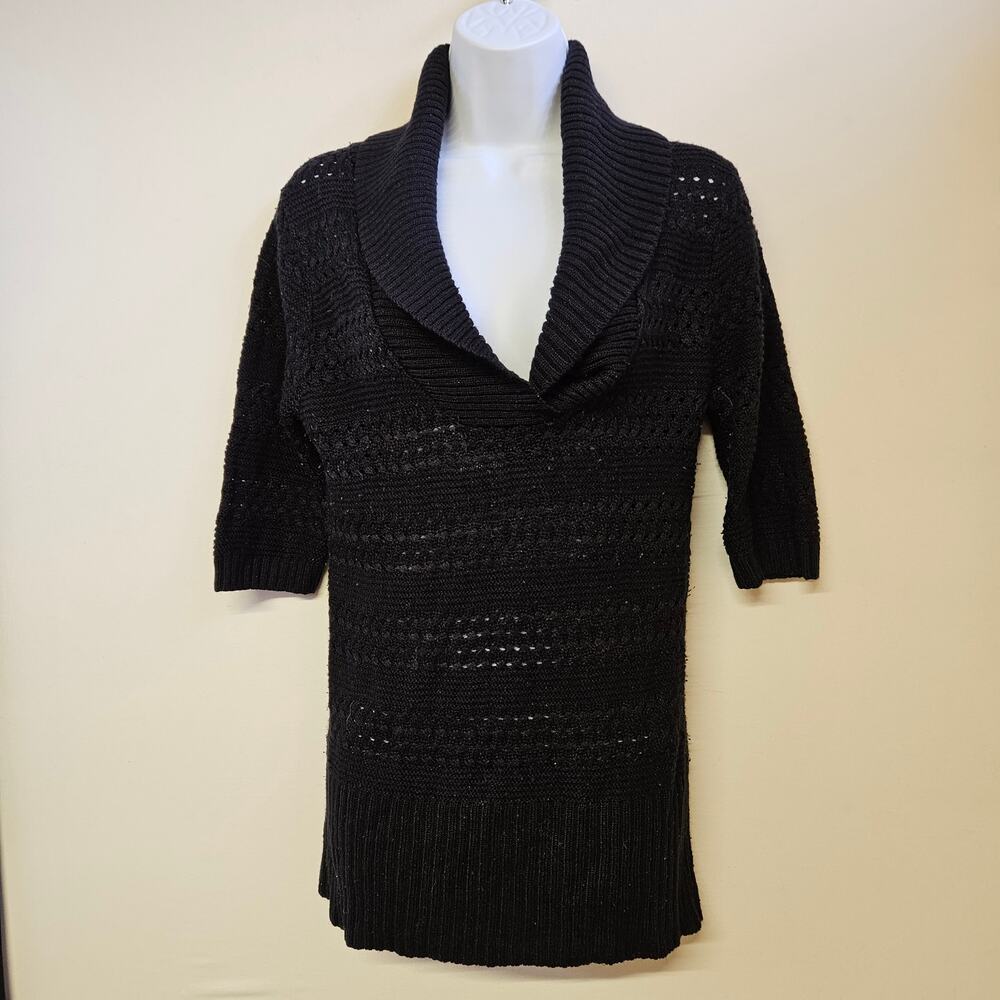 Vintage Wet Seal Black Knit Blouse Size S Collard Y2K Casual Whimsigoth‎